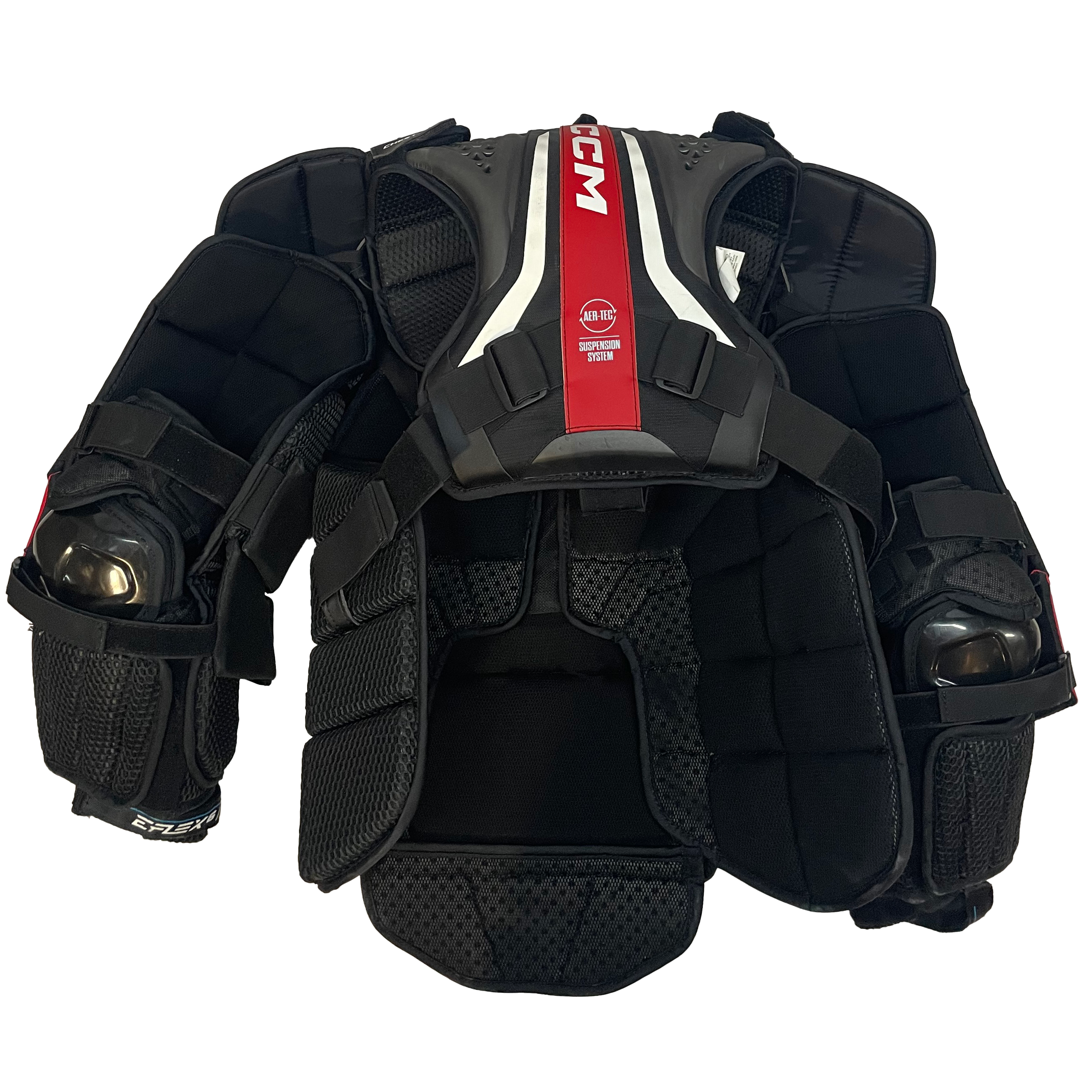 CCM Extreme Flex 6 - Plastron de gardien de but Pro Stock d'occasion (noir/rouge)